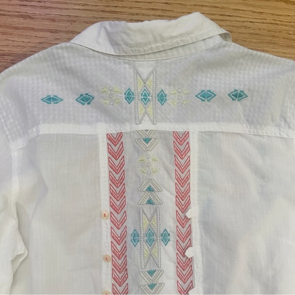 3J Workshop Johnny Was Button Down Shirt Embroidered Long Sleeve White Medium - Picture 7 of 13